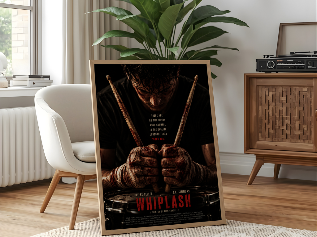 Whiplash Inspired Drum Poster | Dark Jazz Movie Wall Art