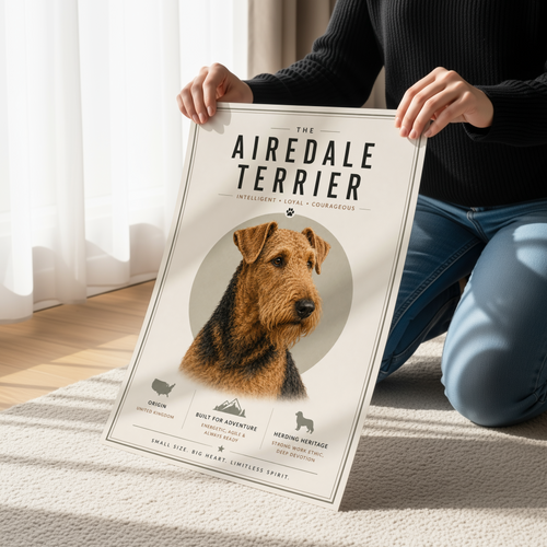 Airedale Terrier Wall Art Print | Minimalist Dog Breed Poster & Canvas Decor