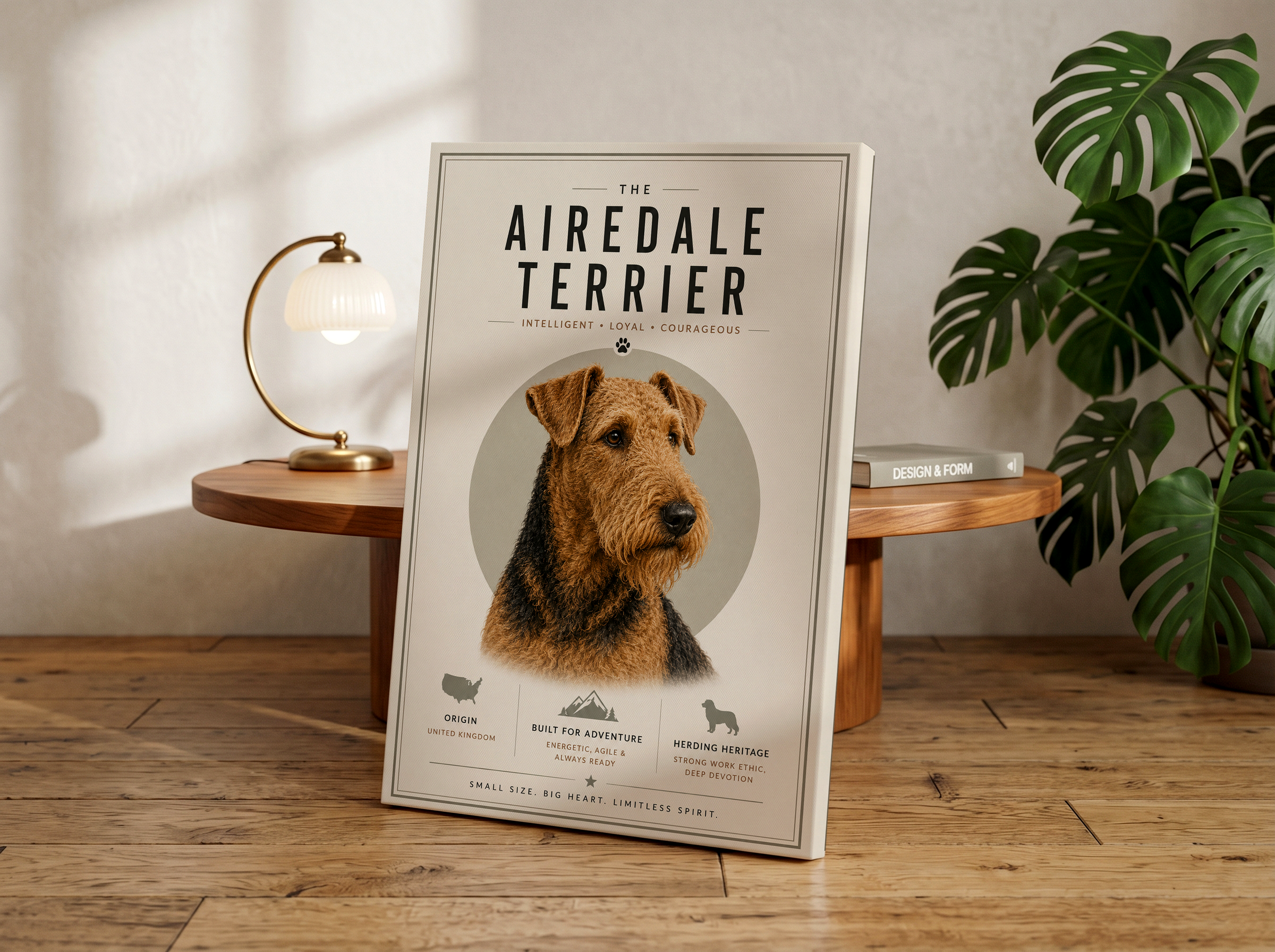 Airedale Terrier Wall Art Print | Minimalist Dog Breed Poster & Canvas Decor