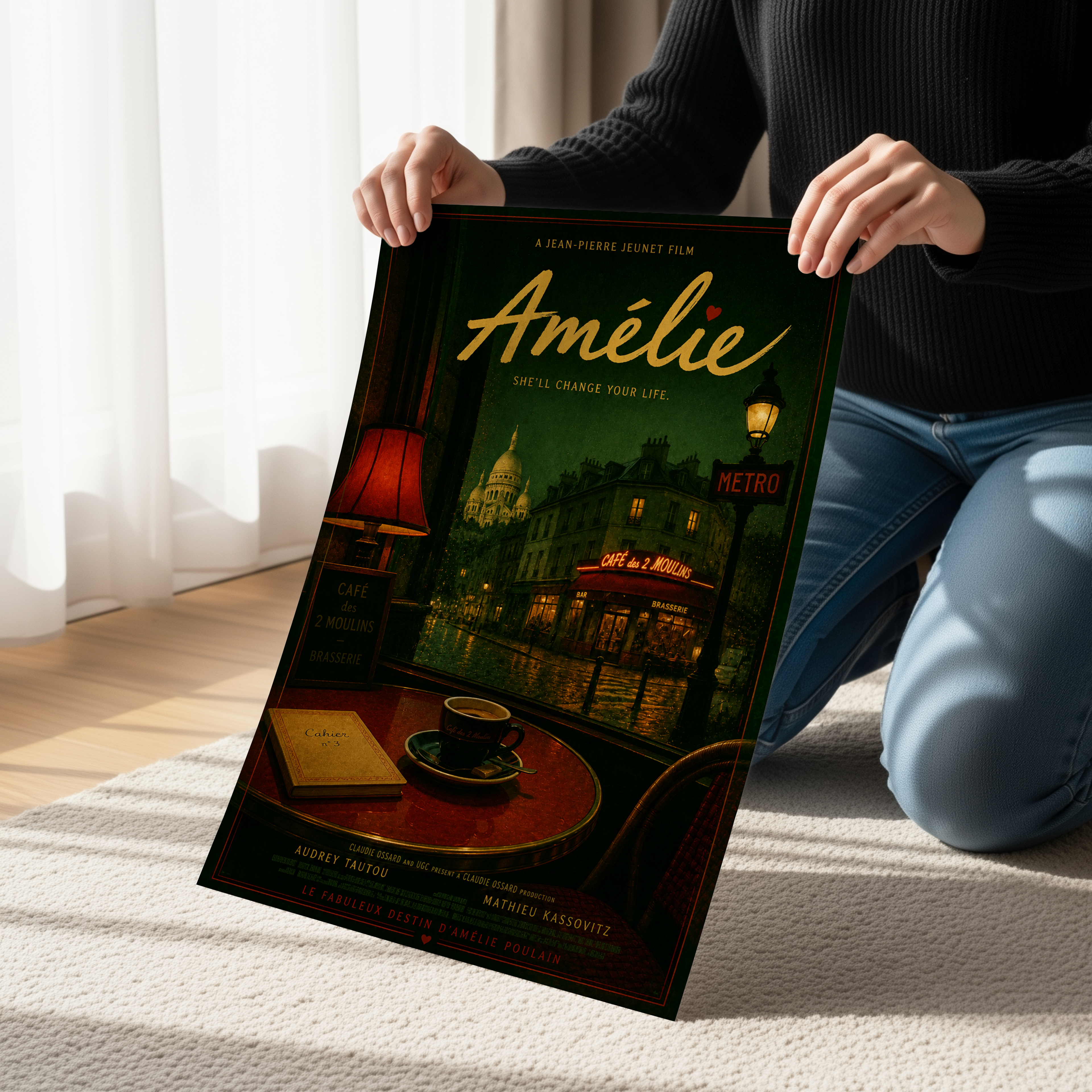 Amélie Cafe Wall Art Print | Moody Paris Coffee Shop Canvas & Poster Decor