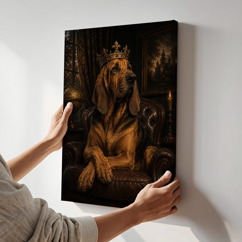 Dark Academia Bloodhound Wall Art  | Gothic Dog Canvas or Poster Print