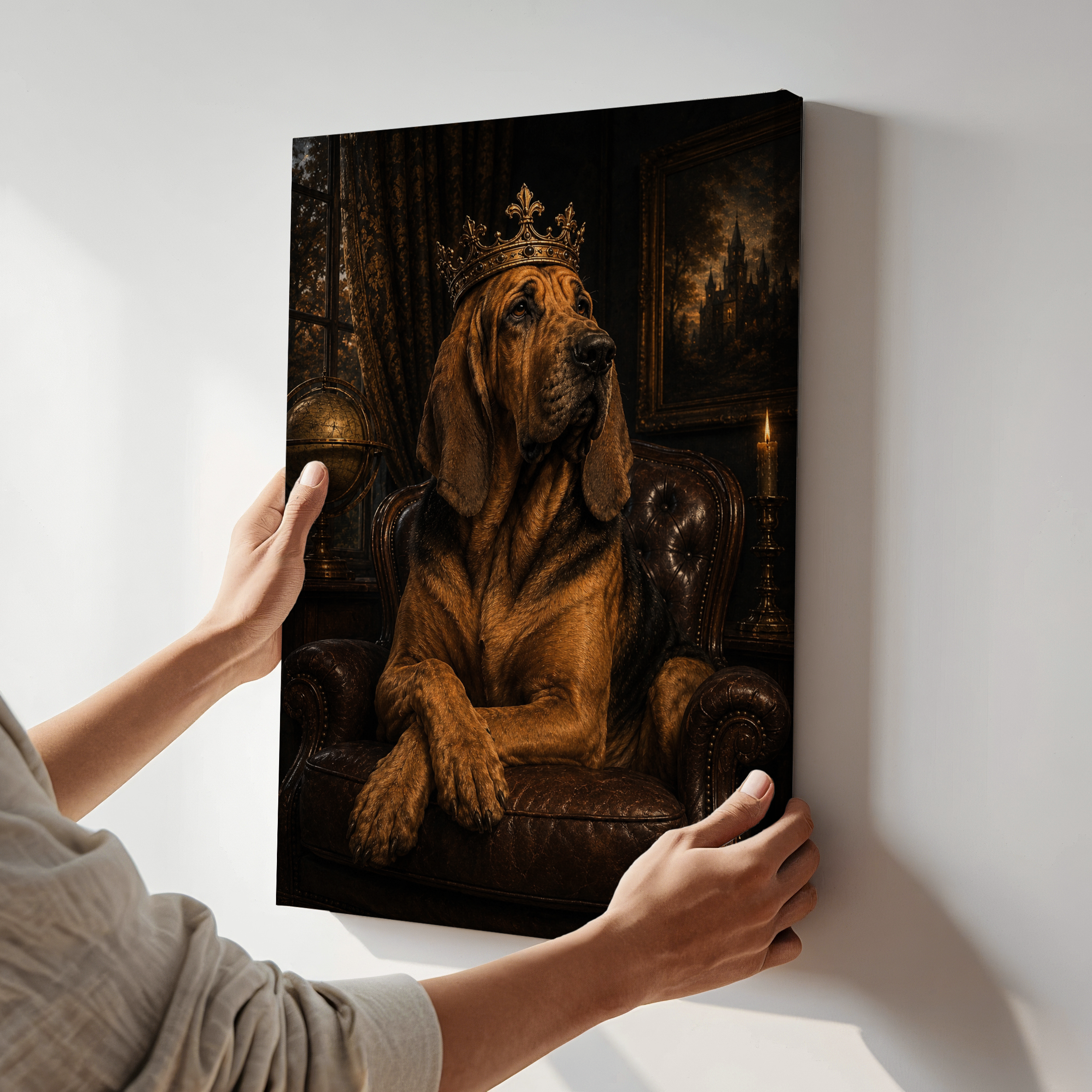 Dark Academia Bloodhound Wall Art  | Gothic Dog Canvas or Poster Print