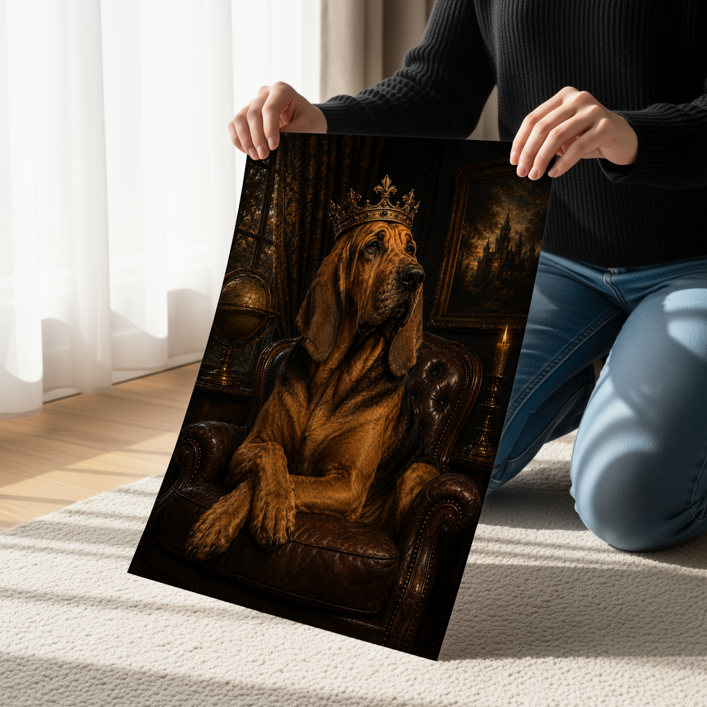 Dark Academia Bloodhound Wall Art  | Gothic Dog Canvas or Poster Print