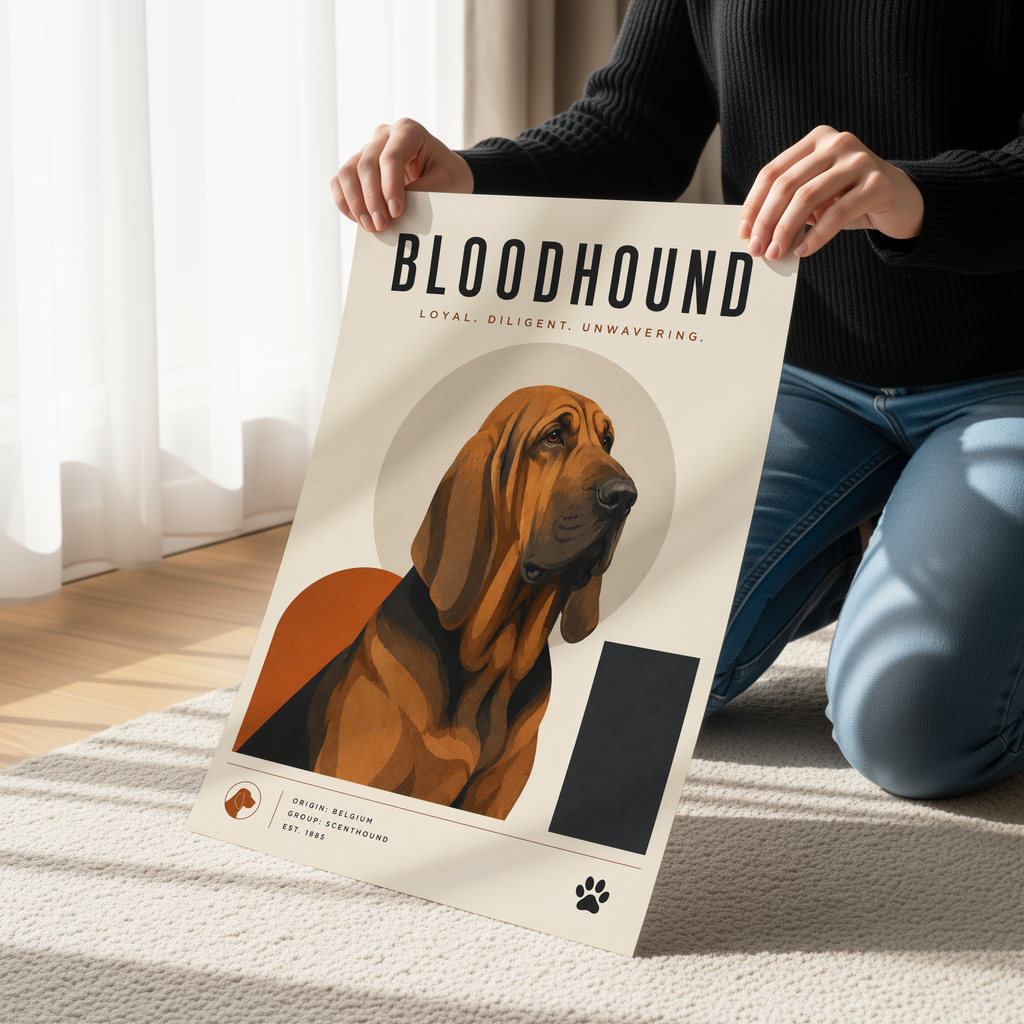 Minimalist Bloodhound Wall Art | Modern Dog Breed Canvas or Poster
