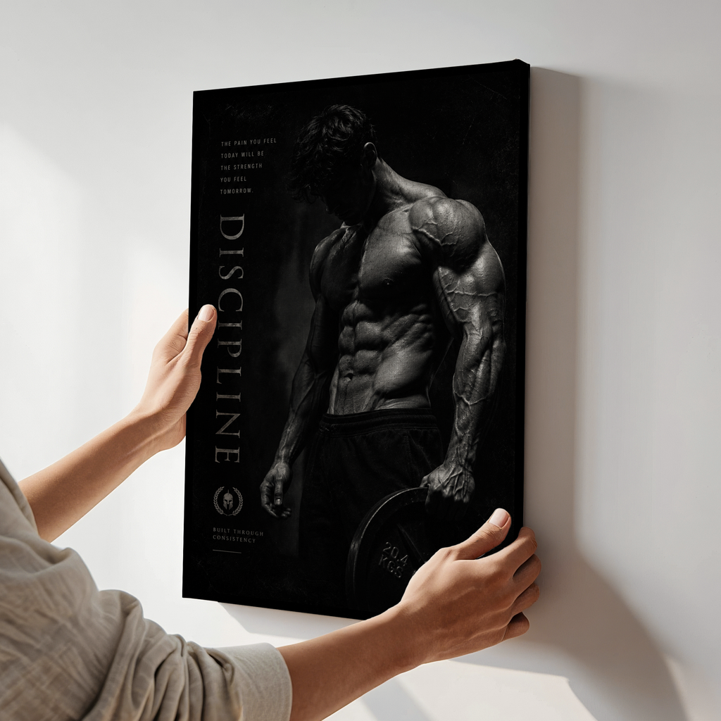 Discipline Bodybuilding Wall Art  | Dark Gym Canvas & Motivational Poster or Canvas