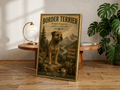 Border Terrier Adventure Poster & Canvas | Rustic Mountain Dog Wall Art