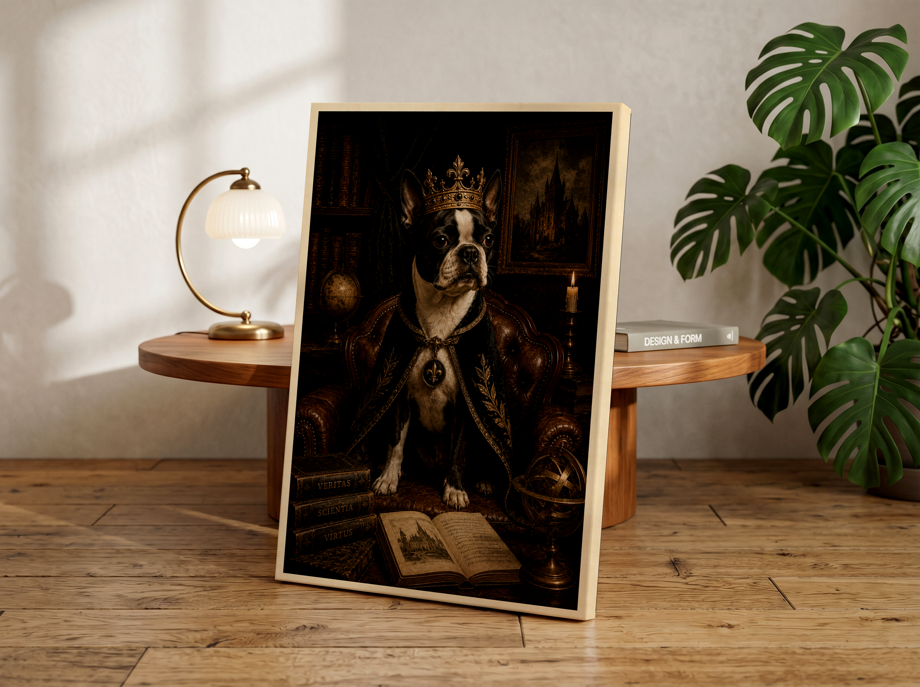 Boston Terrier Dark Academia Poster & Canvas | Gothic Dog Wall Art