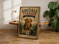 Vintage Airedale Terrier Wall Art | Rustic Dog Breed Wall Art Canvas or Poster Print