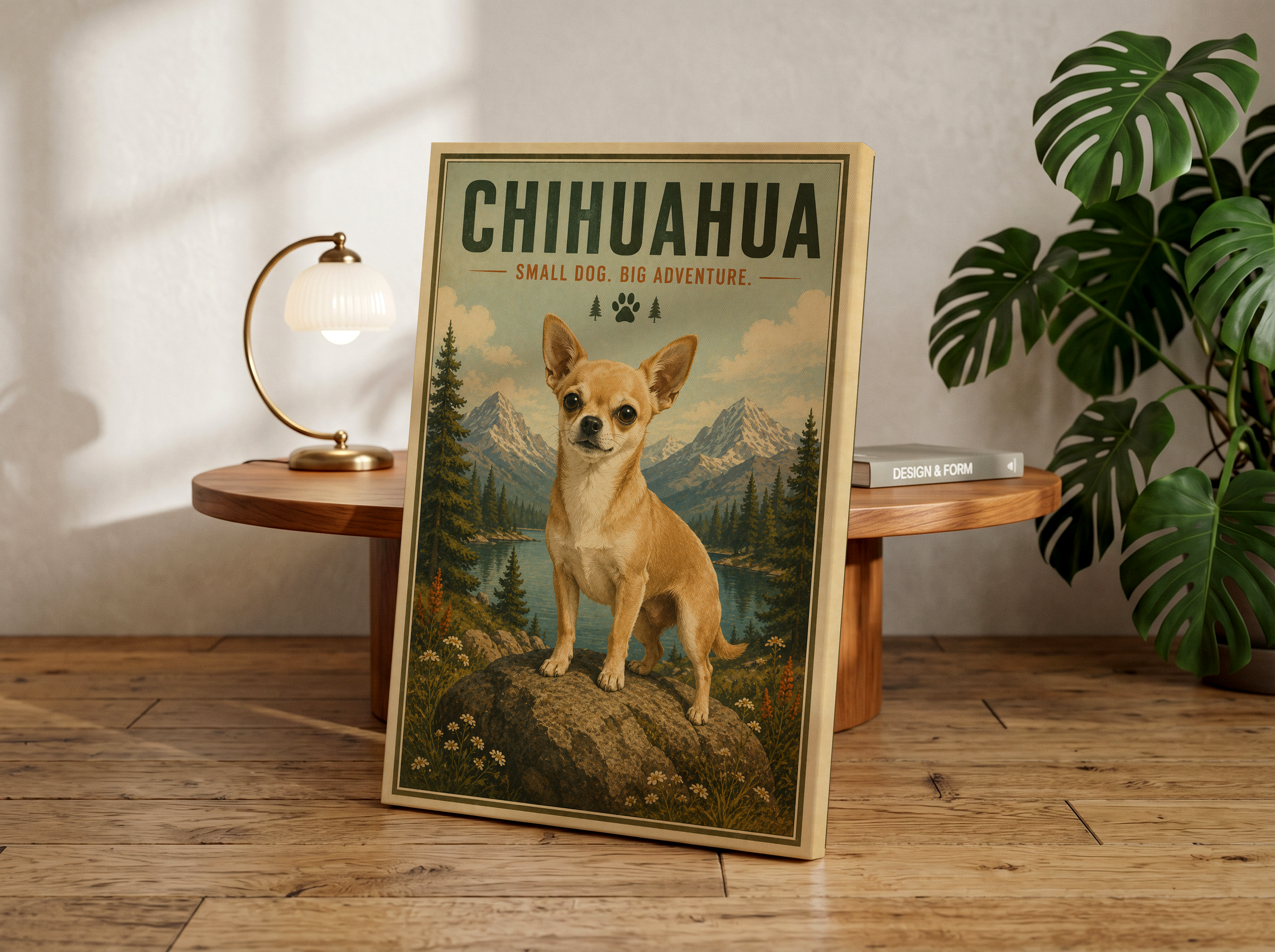 Chihuahua Poster & Canvas Wall Art | Vintage Adventure Chihuahua Dog Print