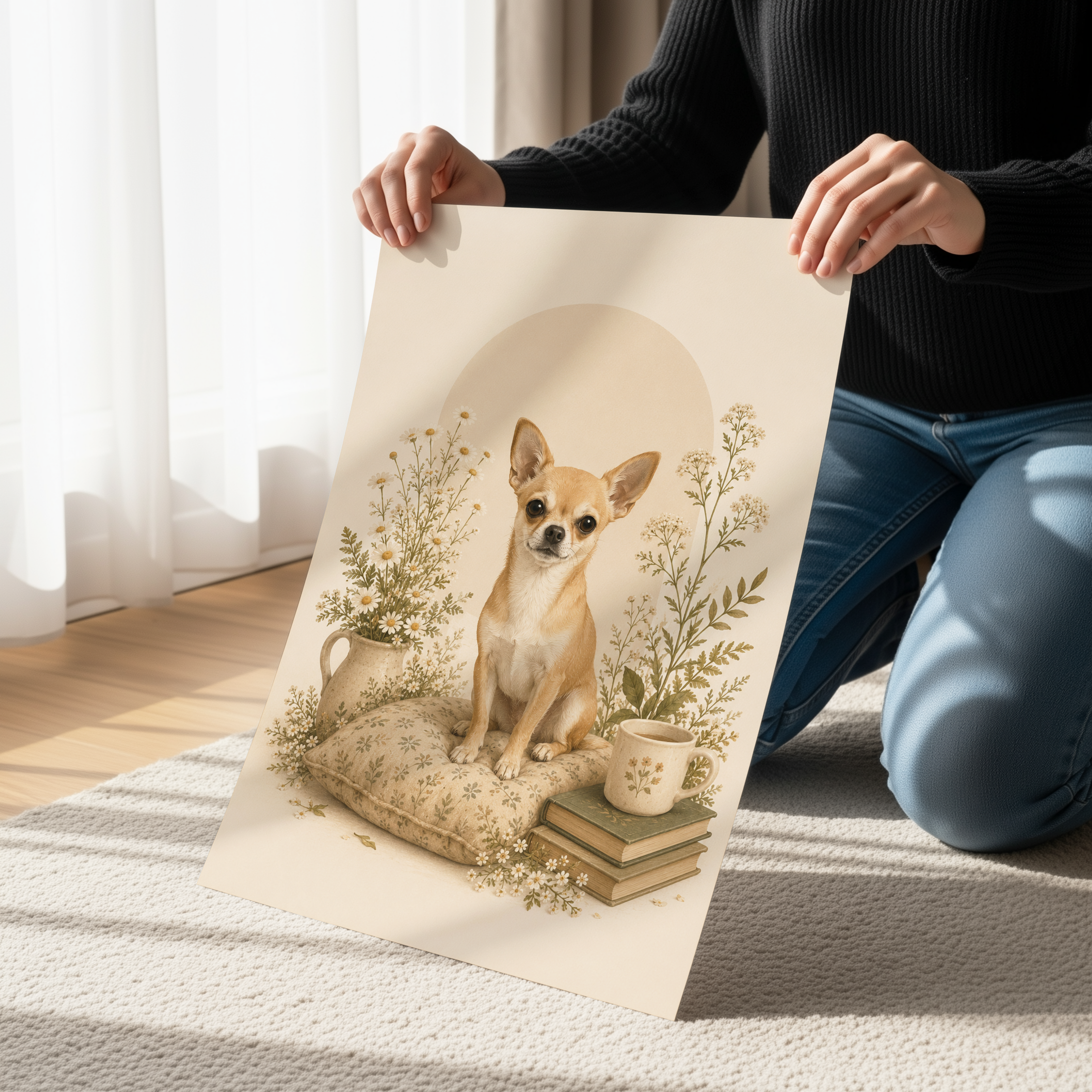 Chihuahua Poster & Canvas Wall Art | Cozy Cottagecore Chihuahua Decor