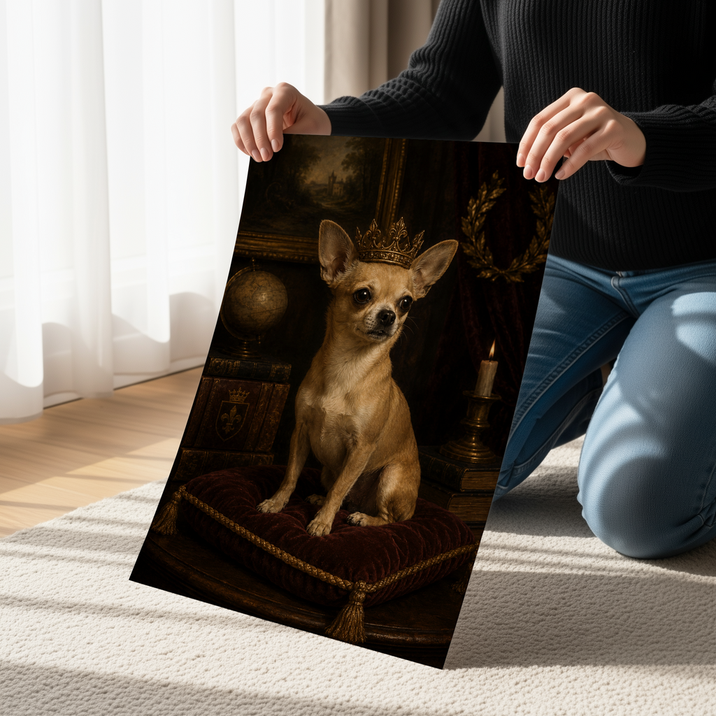 Chihuahua Poster & Canvas Wall Art | Dark Academia Royal Chihuahua Decor