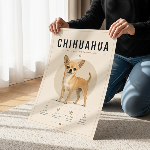Chihuahua Poster & Canvas Wall Art | Minimalist Chihuahua Dog Breed Print