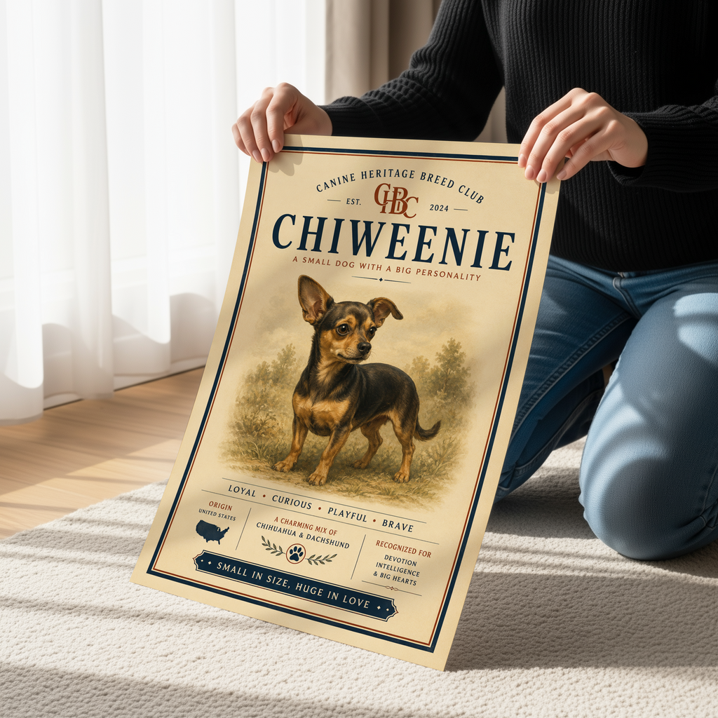 Chiweenie Poster & Canvas Wall Art | Vintage Chiweenie Dog Breed Print