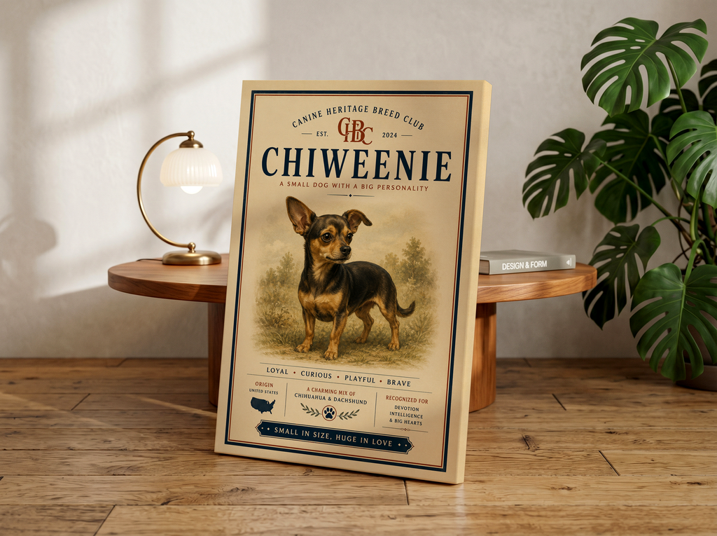 Chiweenie Poster & Canvas Wall Art | Vintage Chiweenie Dog Breed Print