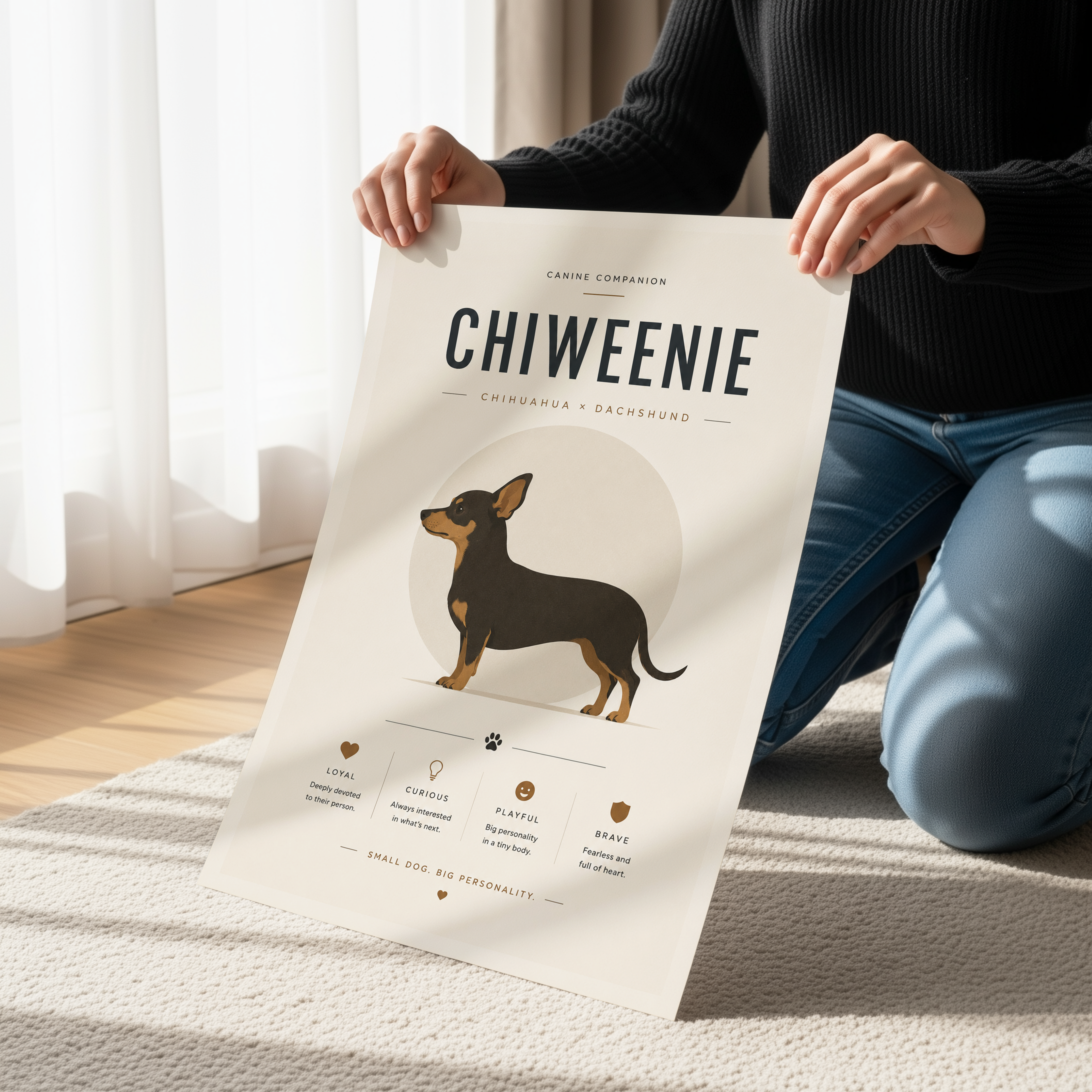 Chiweenie Poster & Canvas Wall Art | Minimalist Chiweenie Dog Breed Print
