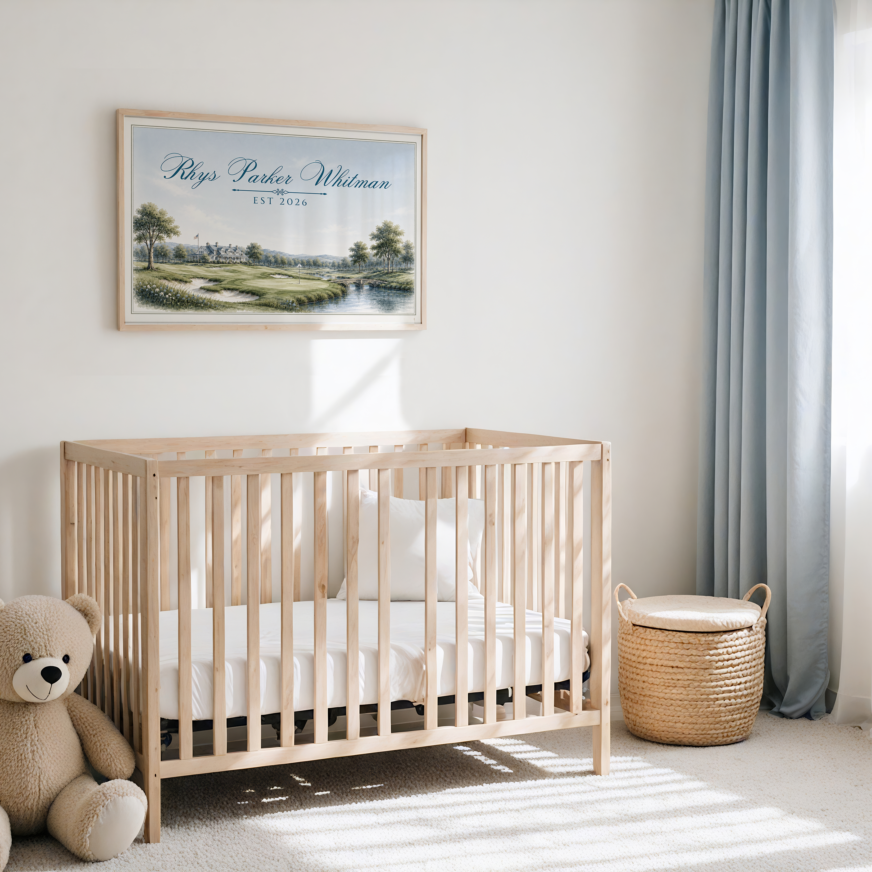 Personalized Golf Nursery Wall Art | Custom Baby Name Country Club Print
