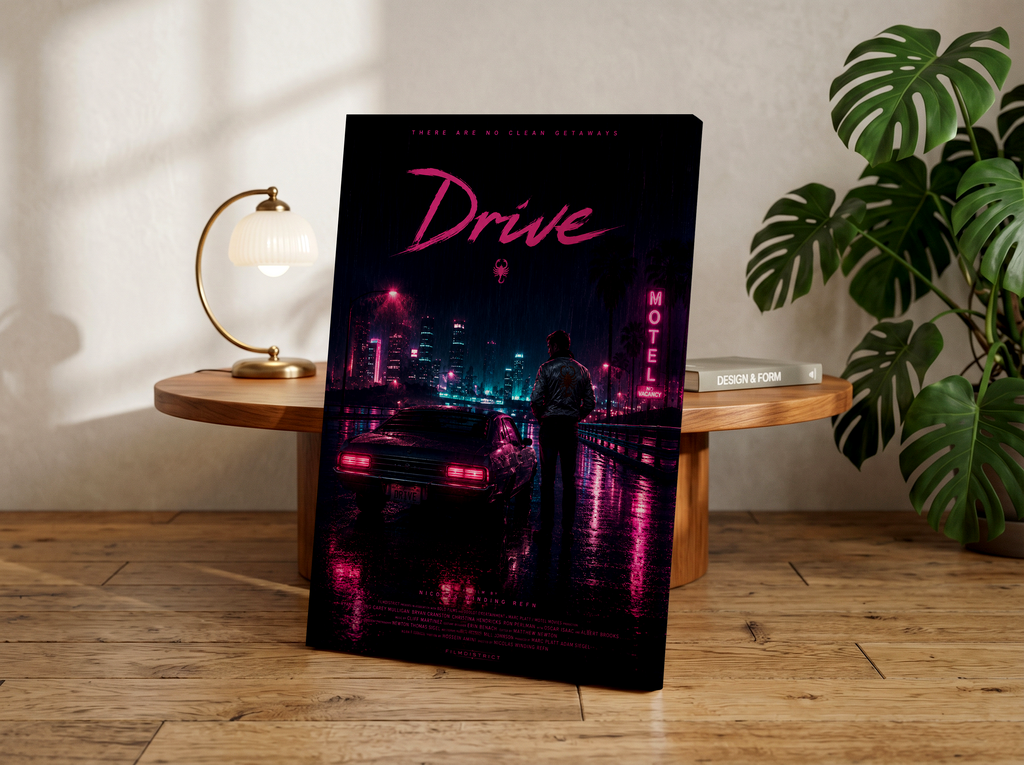Drive Neon Movie Poster or Canvas, Synthwave Neo Noir Wall Art, Retro Cyberpunk Car Print, Moody 80s Film Inspired Decor