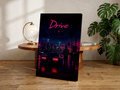 Drive Movie Poster or Canvas, Neon Neo Noir Wall Art, Retro Synthwave Film Print, Cyberpunk Car Decor for Gamers and Movie Fans