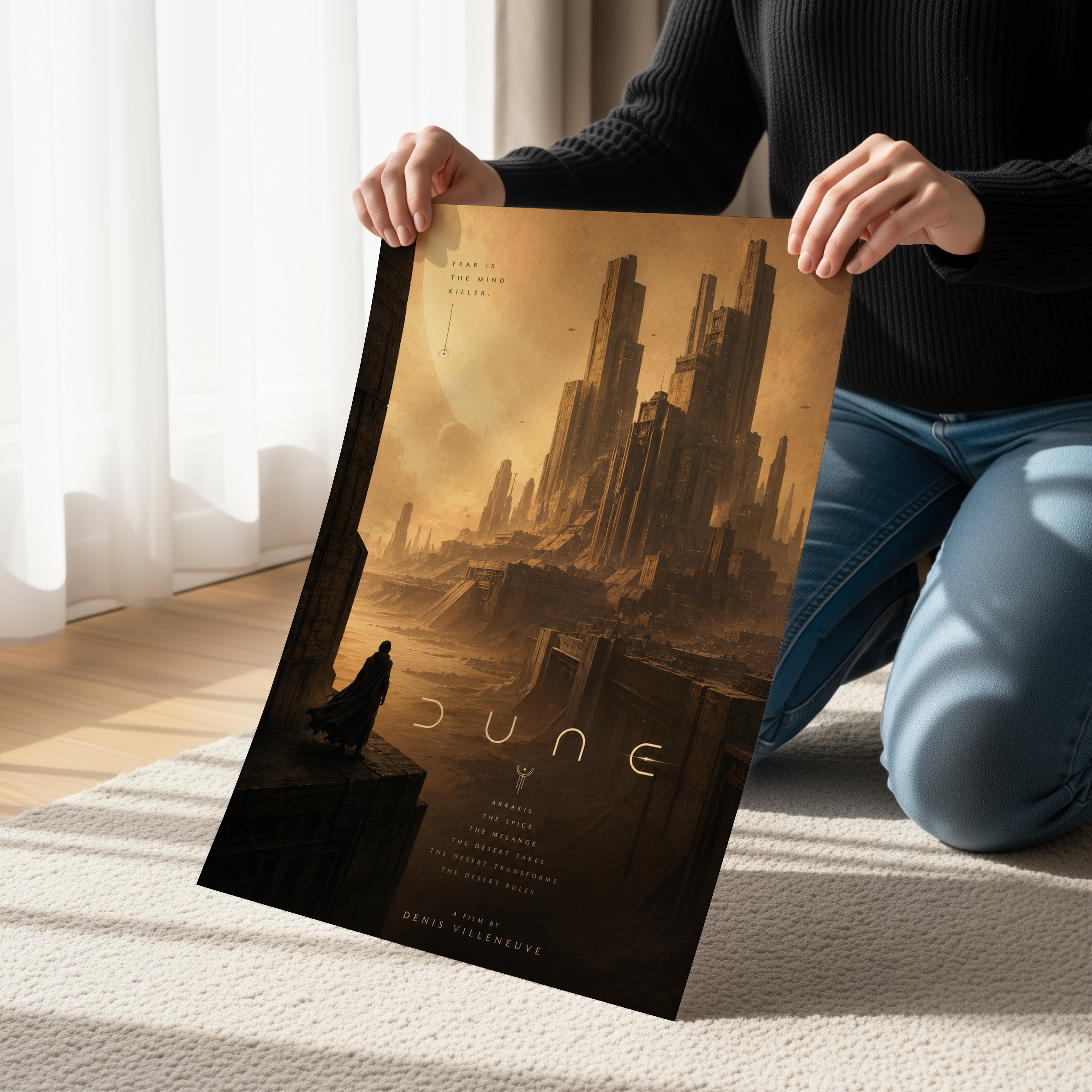 Dune Sci-Fi Poster or Canvas, Futuristic Desert City Wall Art, Cinematic Space Fantasy Print, Minimalist Sci Fi Movie Decor