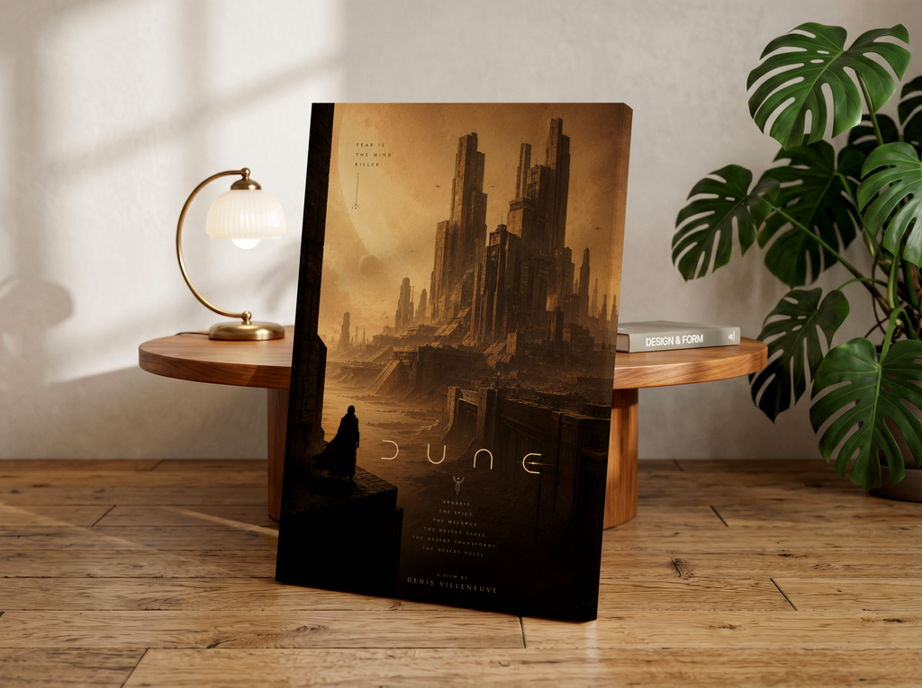 Dune Sci-Fi Poster or Canvas, Futuristic Desert City Wall Art, Cinematic Space Fantasy Print, Minimalist Sci Fi Movie Decor