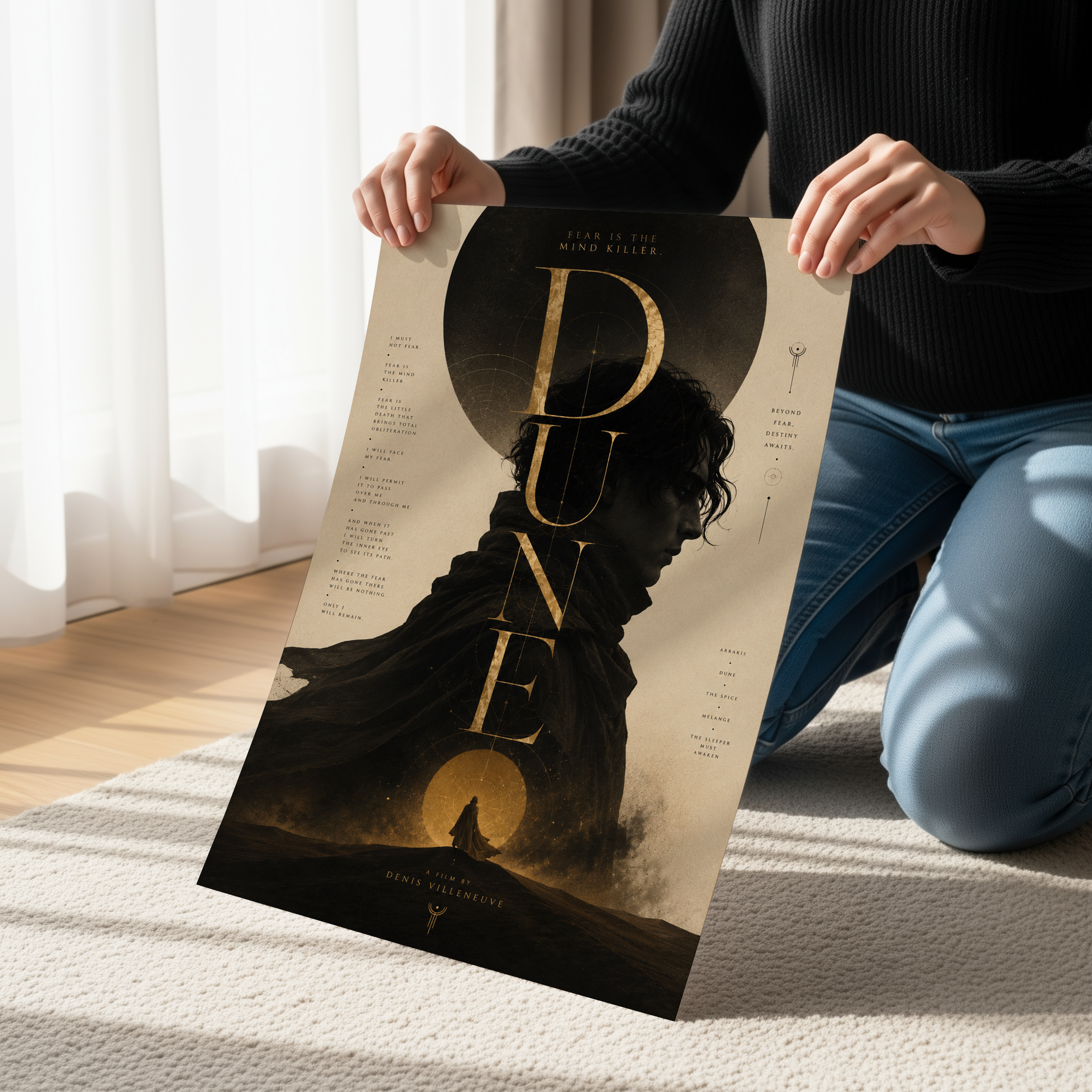 Dune Silhouette Poster or Canvas, Minimalist Sci Fi Movie Wall Art, Cinematic Desert Fantasy Print, Modern Futuristic Decor