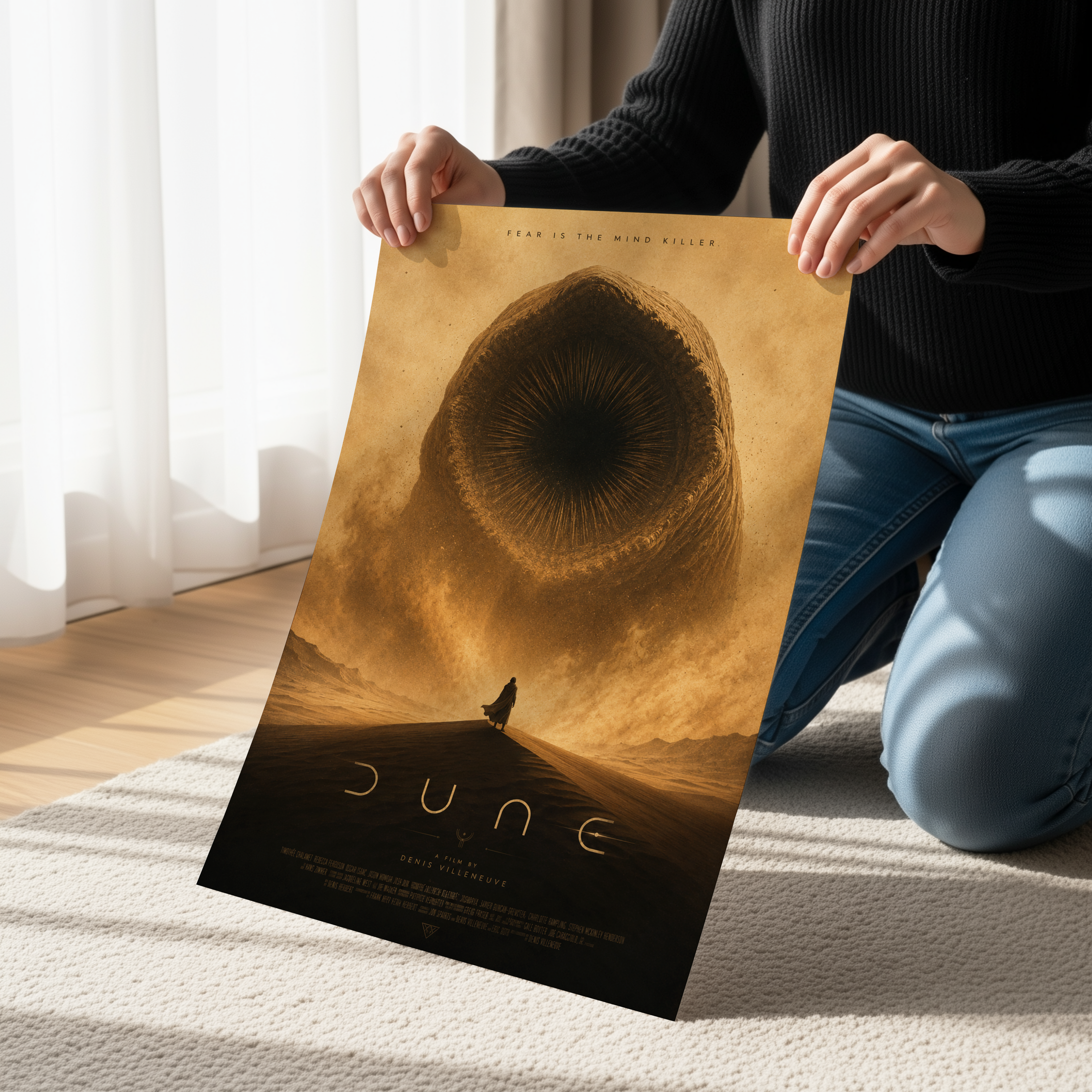 Dune Sandworm Poster or Canvas, Epic Sci Fi Desert Wall Art, Cinematic Space Fantasy Print, Futuristic Movie Decor