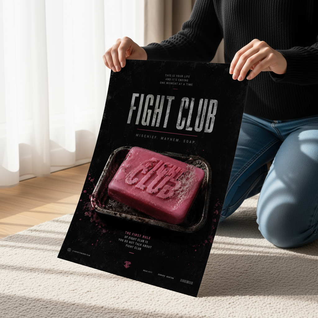 Fight Club Poster or Canvas, Soap Movie Wall Art, Dark Grunge Film Print, Underground Cinema Decor, Neo Noir Artwork