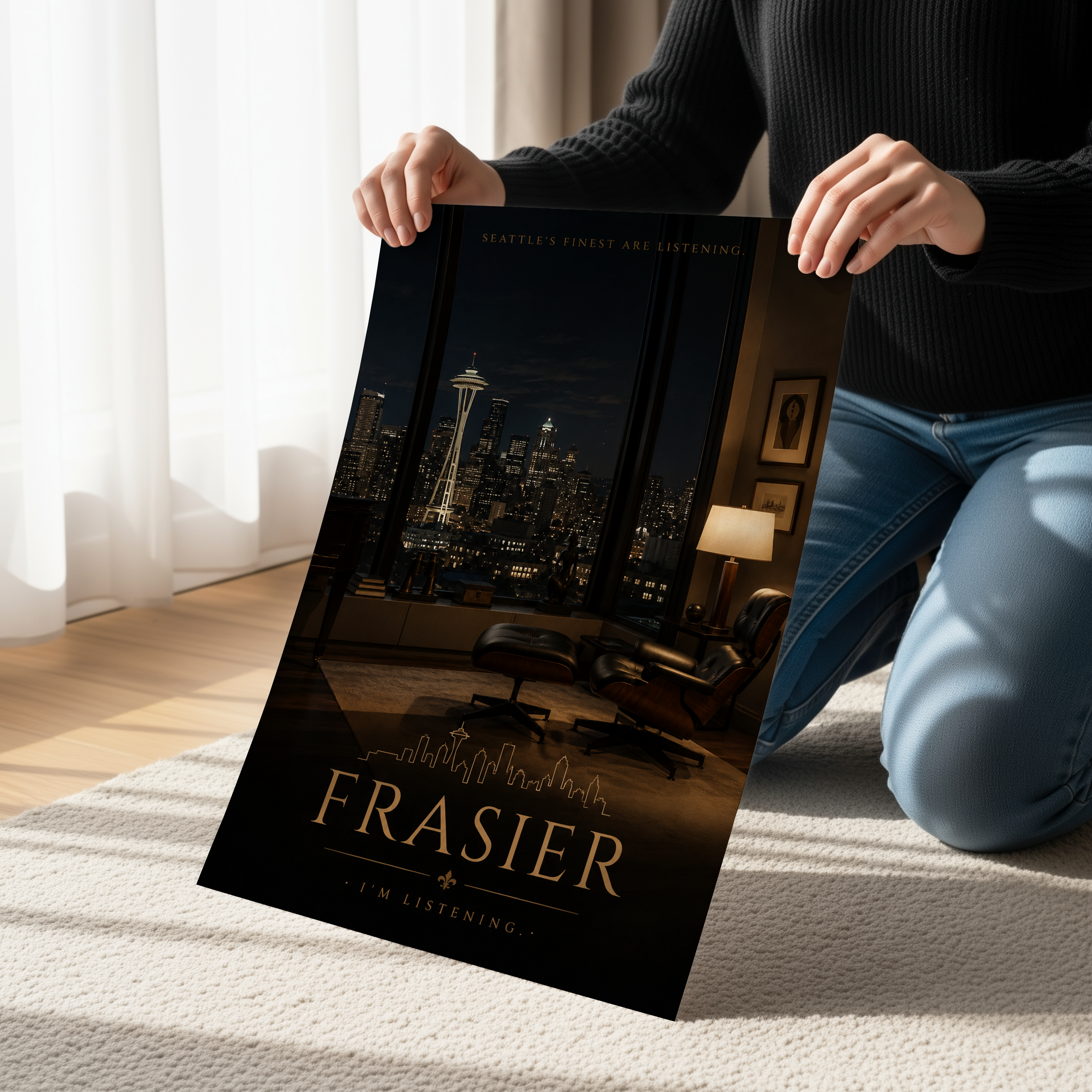 Frasier TV Show Poster | Seattle Skyline Apartment Wall Art Canvas Print