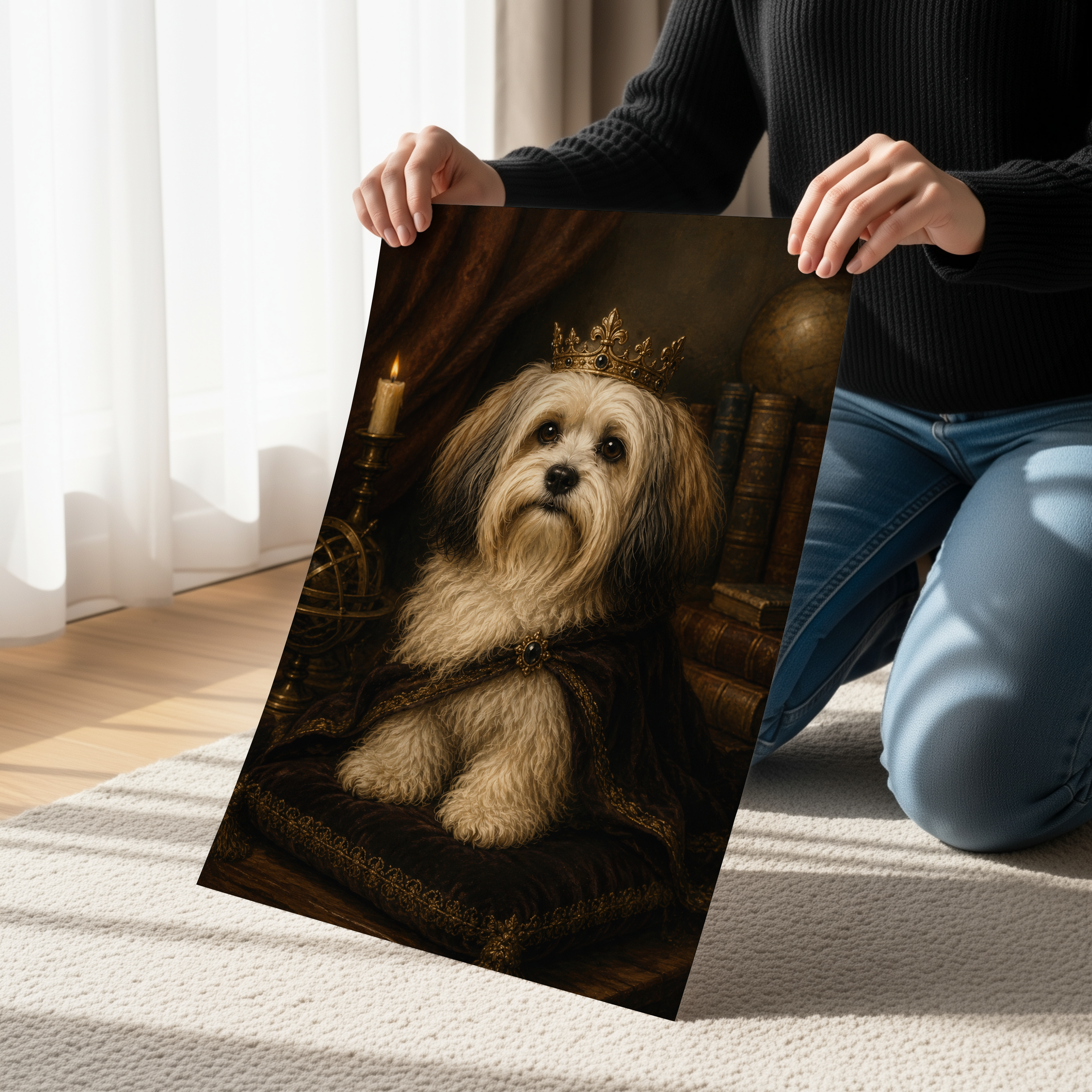 Havanese Poster or Canvas, Dark Academia Dog Portrait, Royal Pet Wall Art, Vintage Gothic Havanese Decor, Regal Dog Artwork