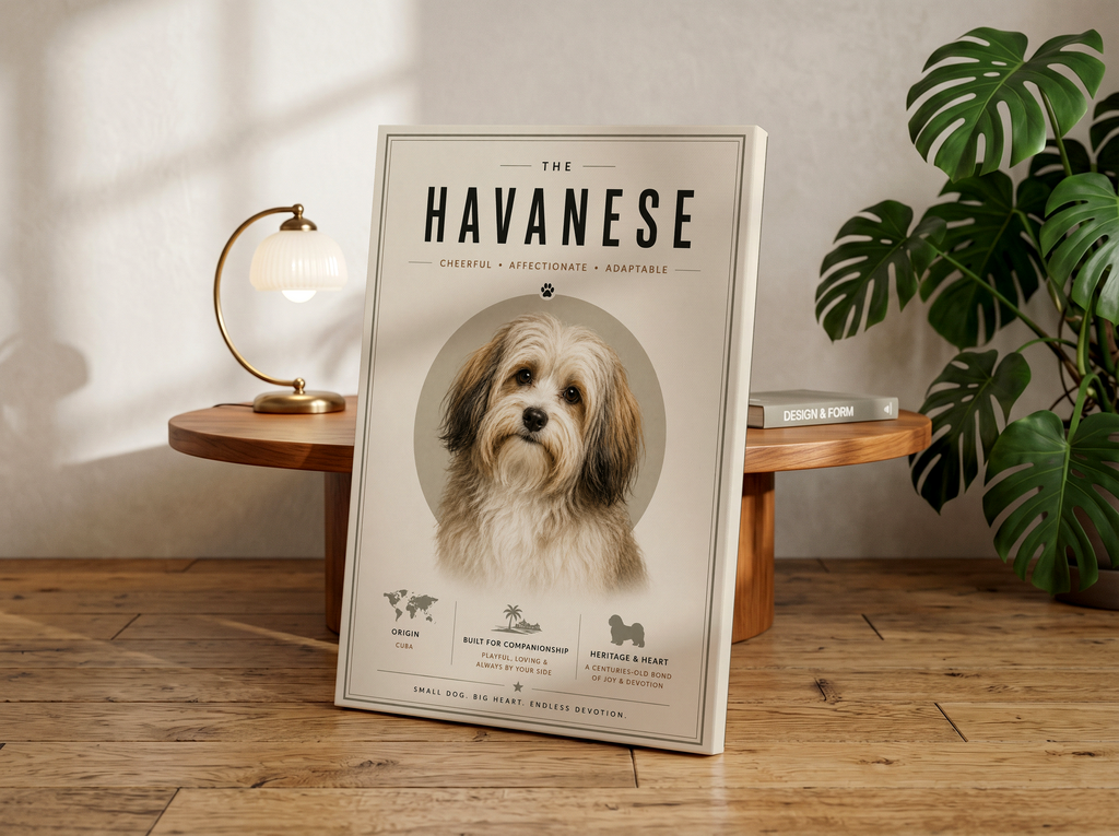 Havanese Poster or Canvas, Minimalist Dog Breed Wall Art, Neutral Havanese Print, Modern Pet Decor, Scandinavian Style Dog Artwork