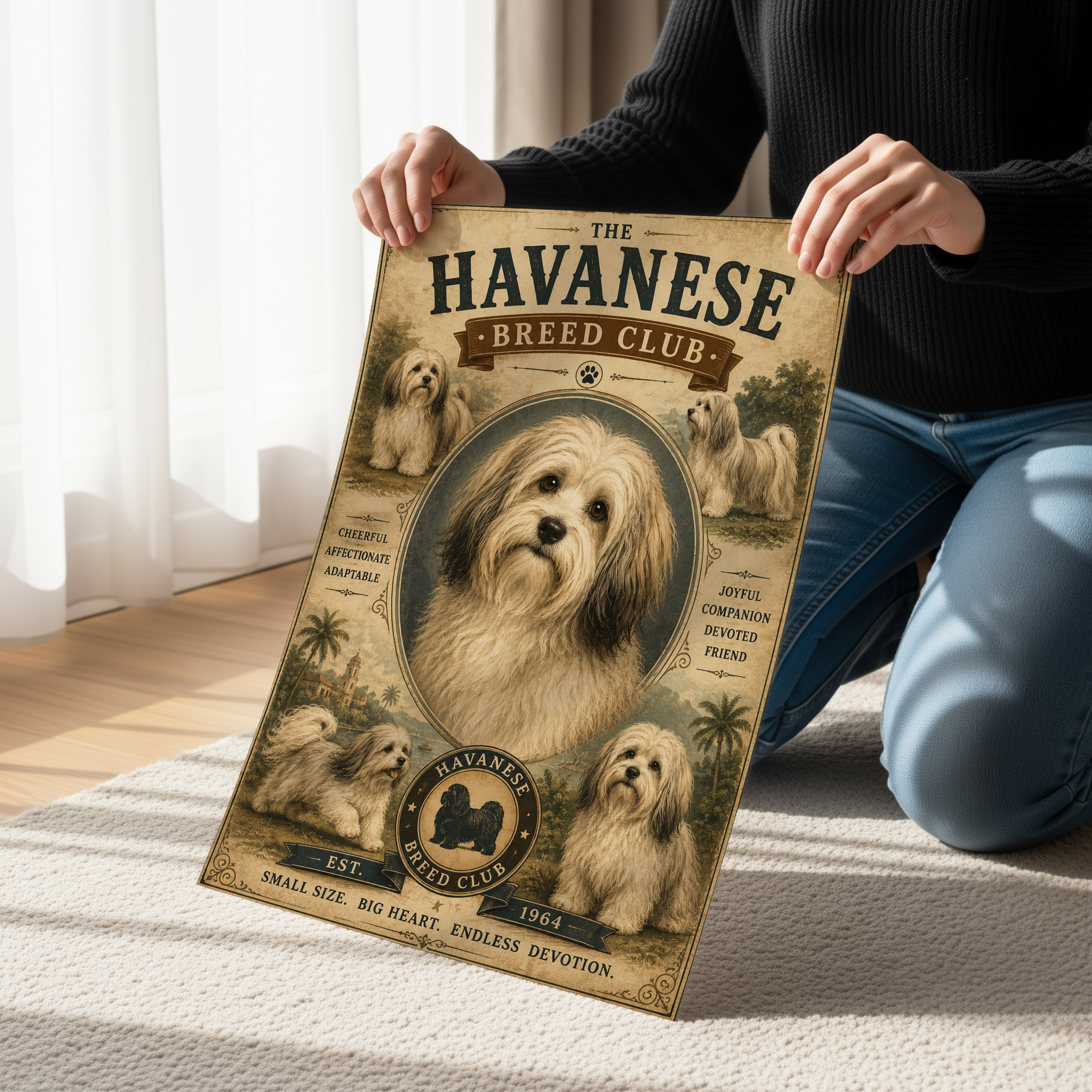 Havanese Poster or Canvas, Vintage Dog Breed Club Wall Art, Retro Havanese Print, Antique Pet Decor, Classic Breed Illustration Artwork