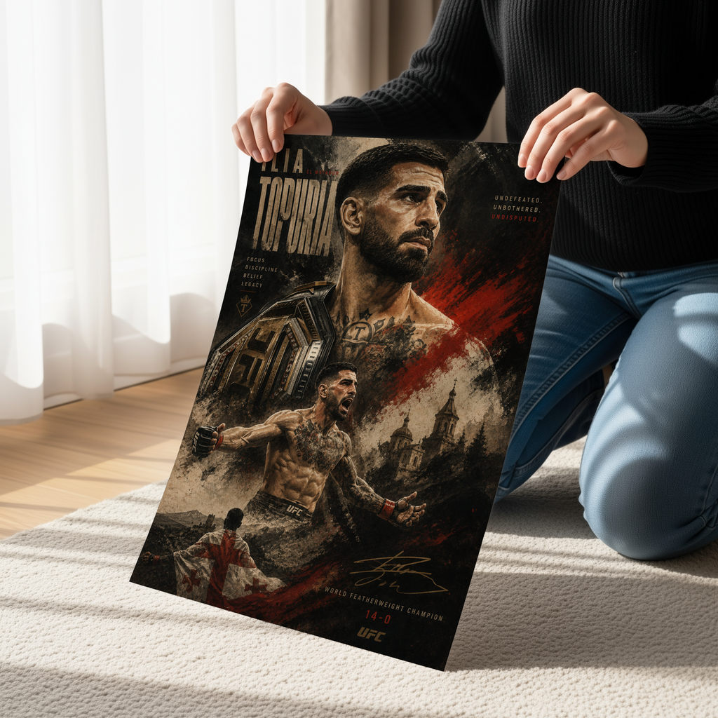 Ilia Topuria Poster or Canvas, UFC Champion Wall Art, MMA Fighter Print, Combat Sports Decor, Motivational Gym Artwork