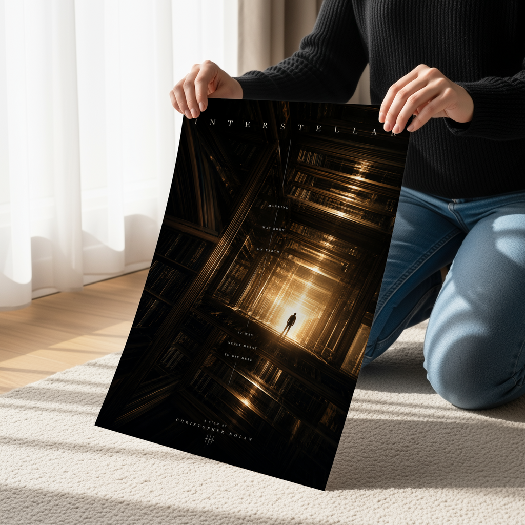 Interstellar Poster or Canvas, Christopher Nolan Inspired Sci-Fi Wall Art, Space Movie Print, Cinematic Cosmic Decor