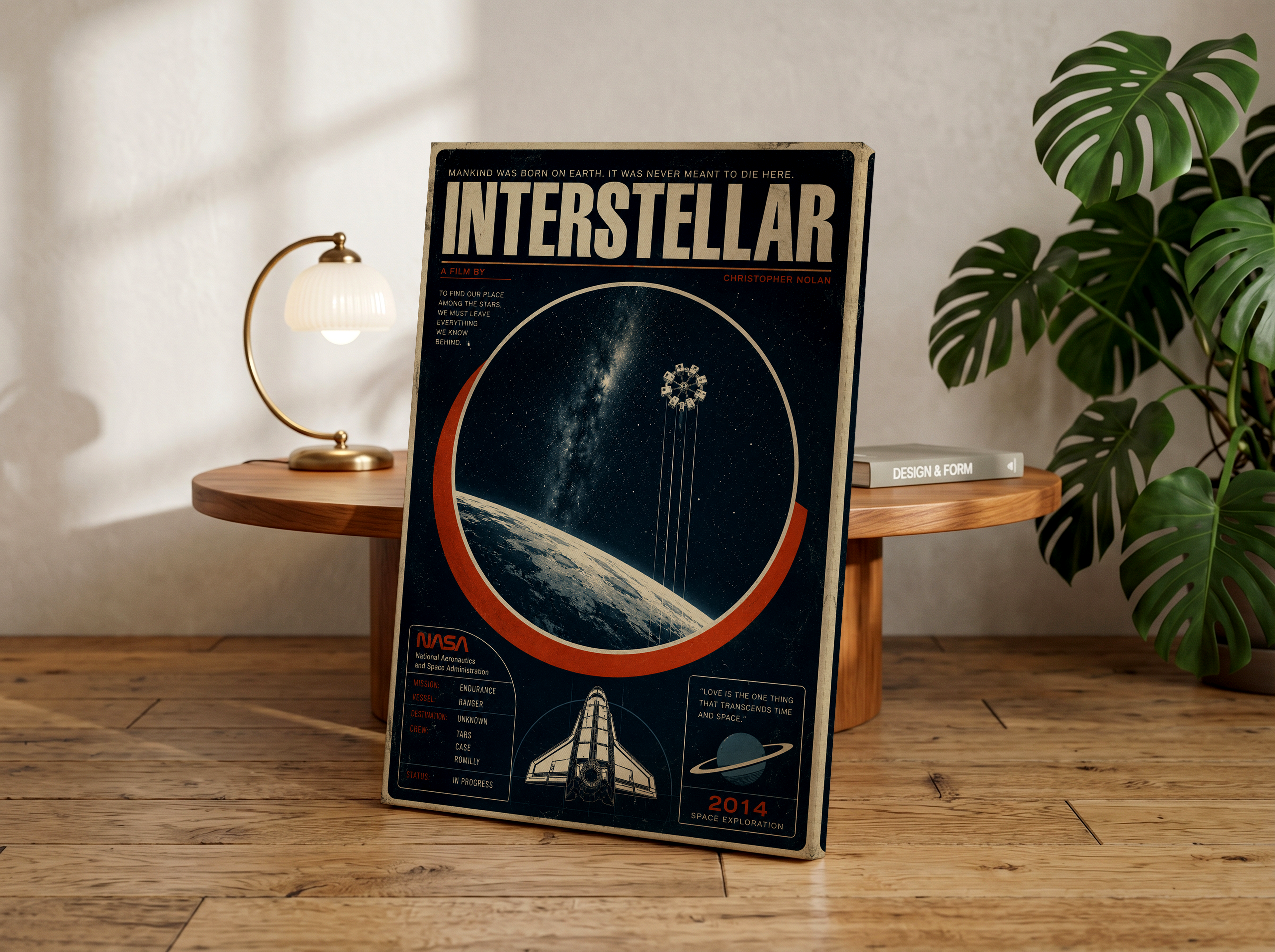Interstellar Poster or Canvas, Retro NASA Sci-Fi Wall Art, Christopher Nolan Inspired Space Print, Vintage Cosmic Movie Decor