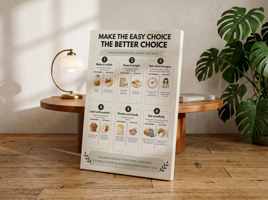 Healthy Habits Poster or Canvas, Wellness Motivation Wall Art, Nutrition Mindset Infographic, Dietitian Office or Gym Decor