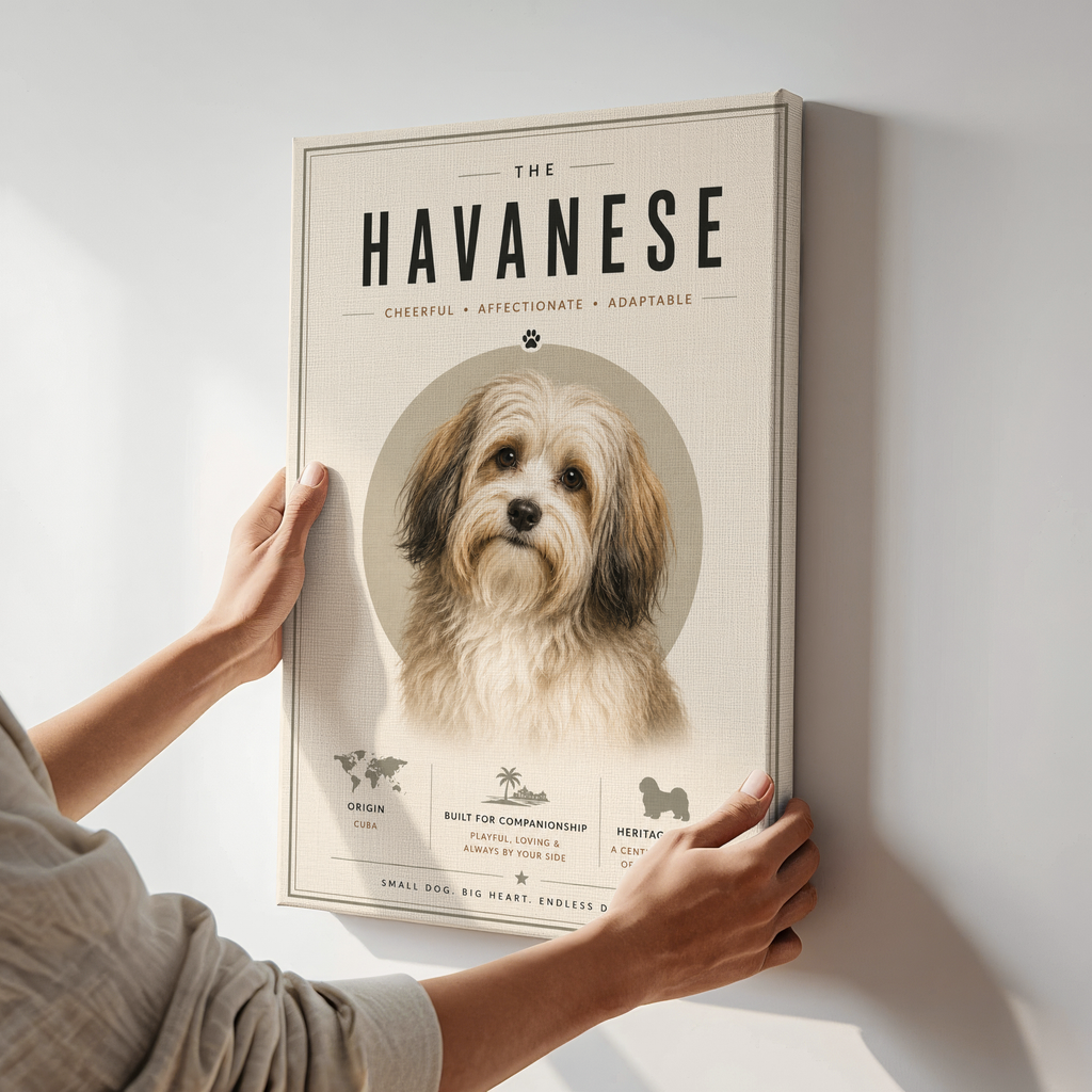 Havanese Poster or Canvas, Minimalist Dog Breed Wall Art, Neutral Havanese Decor, Modern Pet Portrait Print