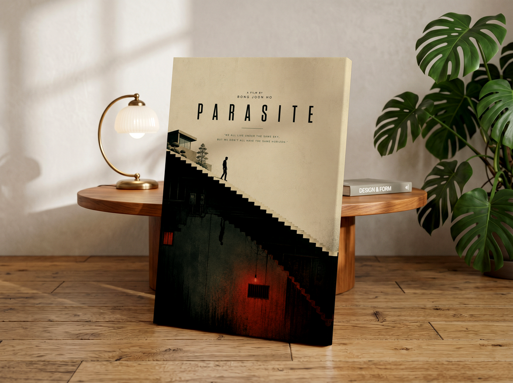Parasite Poster or Canvas, Minimalist Korean Movie Wall Art, Bong Joon-ho Film Print, Cinematic Staircase Decor