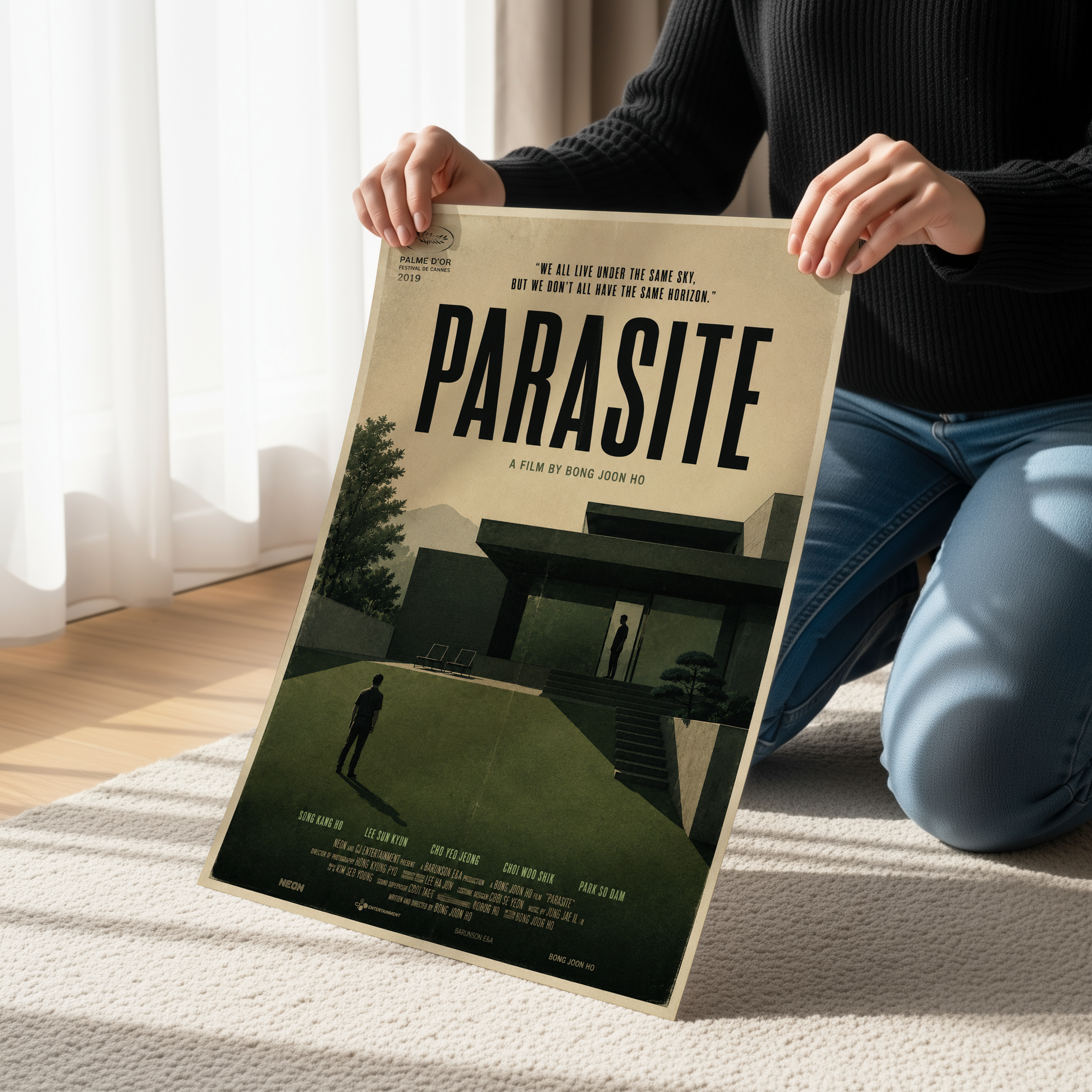 Parasite Poster or Canvas, Vintage Korean Movie Wall Art, Bong Joon-ho Film Print, Minimalist Cinema Decor