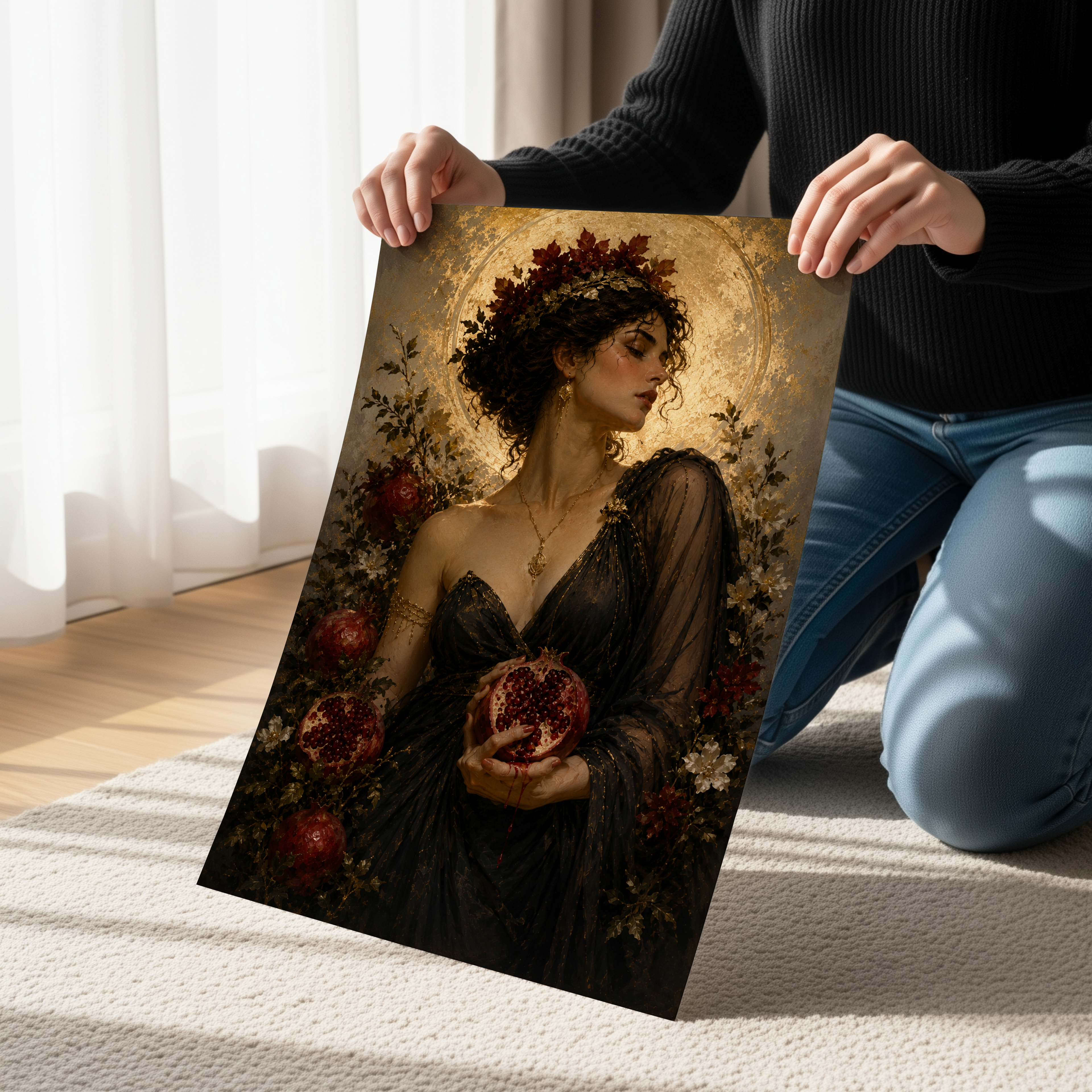 Persephone Goddess Wall Art | Dark Feminine Mythology Canvas Print