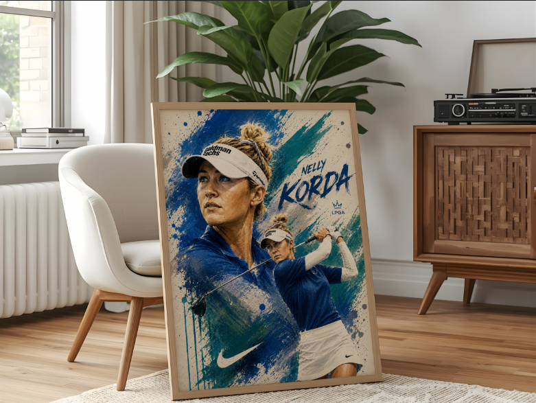 Nelly Korda Golf Poster, LPGA Wall Art, Women’s Golf Print, Modern Sports Artwork, Golf Lover Gift, Female Athlete Canvas Decor