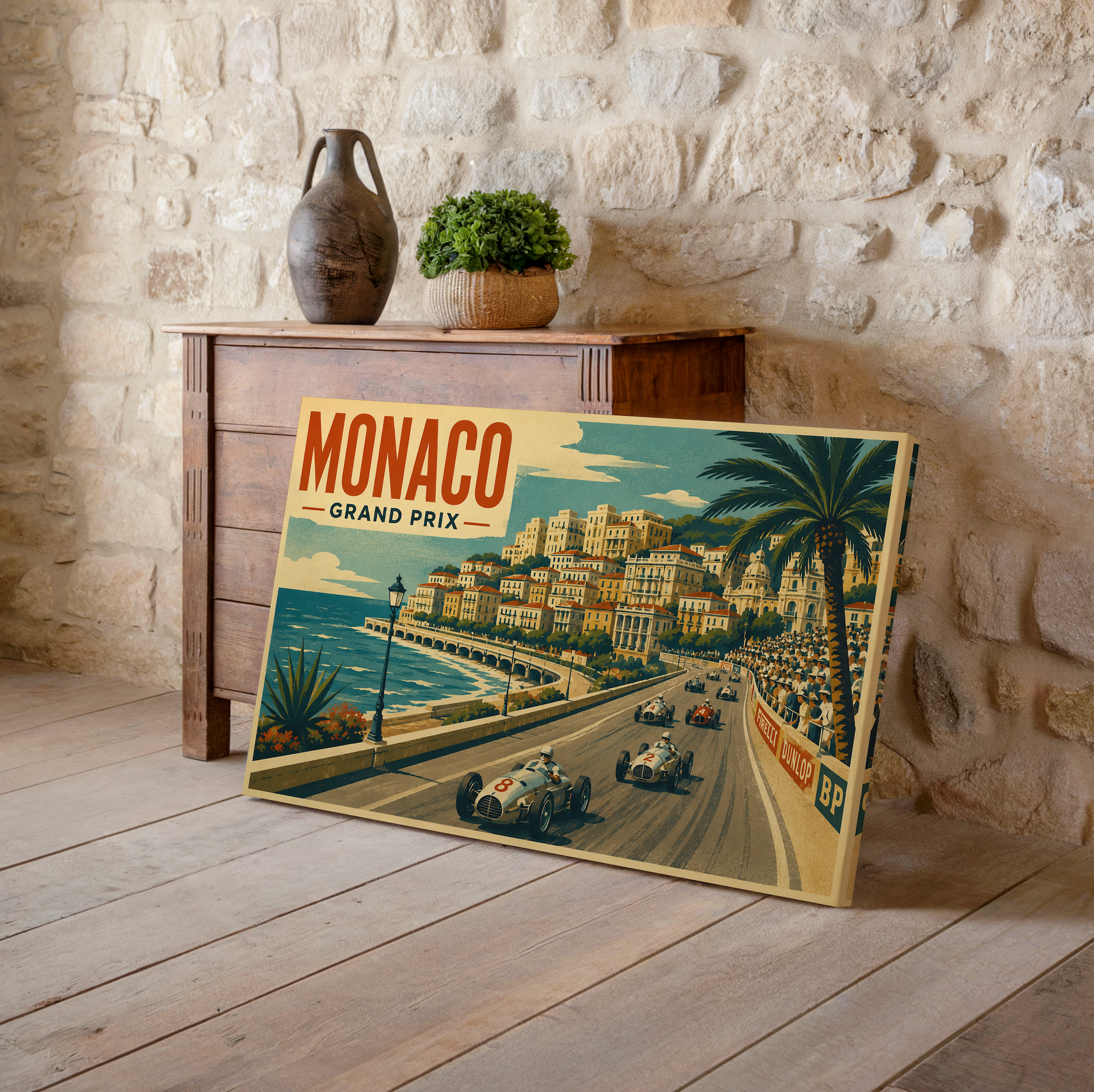 Vintage Monaco Grand Prix Poster, Retro Formula Racing Wall Art, Monte Carlo Travel Print, Classic Motorsport Decor, European Racing Artwork