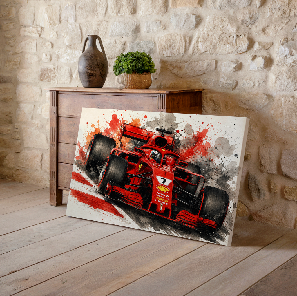 Ferrari Formula Racing Poster, Red Race Car Wall Art, Modern Motorsport Print, F1 Inspired Canvas, Sports Car Artwork, Racing Fan Gift