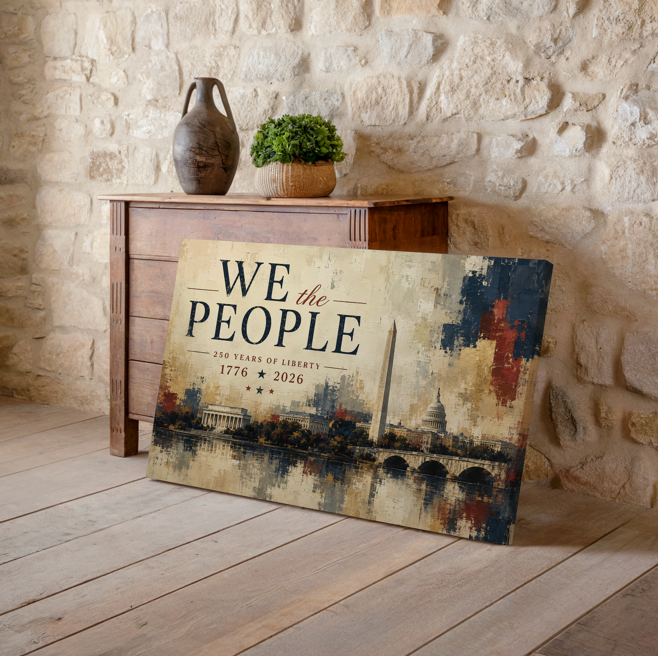 We The People America 250 Poster, 1776 2026 Patriotic Wall Art, America 250 Anniversary Decor, Washington DC Americana Print