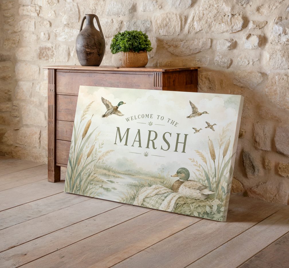 Welcome to the Marsh Wall Art, Duck Nursery Decor, Waterfowl Nursery Print, Mallard Nursery Artwork, Hunting Nursery Wall Decor, Marshland Baby Room Art