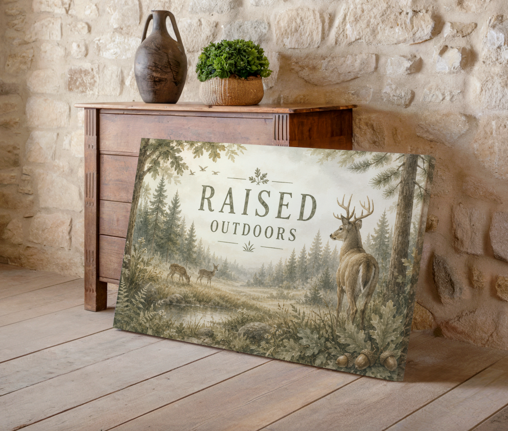 Raised Outdoors Wall Art, Deer Nursery Decor, Hunting Nursery Artwork, Woodland Baby Room Decor, Rustic Deer Wall Art, Outdoor Adventure Nursery Print