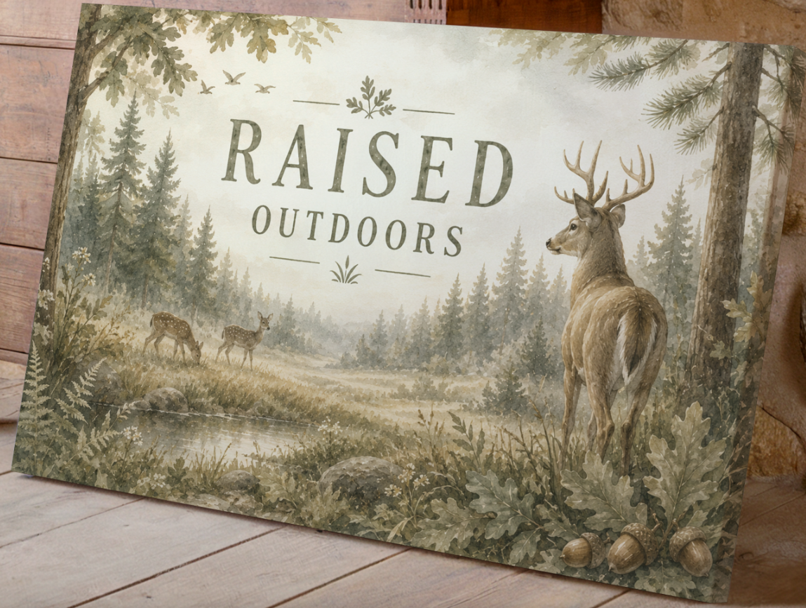 Raised Outdoors Wall Art, Deer Nursery Decor, Hunting Nursery Artwork, Woodland Baby Room Decor, Rustic Deer Wall Art, Outdoor Adventure Nursery Print