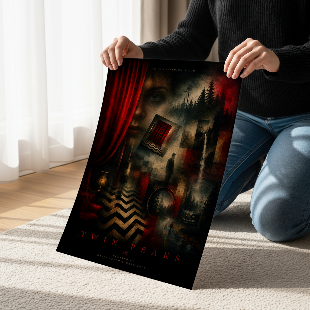 Twin Peaks Inspired Poster or Canvas, Red Room Surreal Collage Wall Art, David Lynch Aesthetic Print, Dark Cinematic Horror Decor