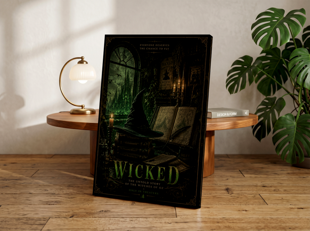 Wicked Inspired Poster or Canvas, Dark Academia Witch Wall Art, Emerald City Gothic Decor, Moody Fantasy Bookish Print