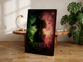 Wicked Inspired Poster or Canvas, Glinda and Elphaba Fantasy Wall Art, Emerald City Musical Decor, Pink and Green Gothic Print