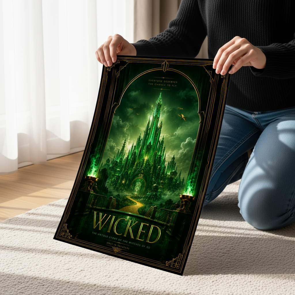 Wicked Emerald City Poster or Canvas, Dark Fantasy Oz Wall Art, Gothic Emerald Green Decor, Cinematic Musical Inspired Print